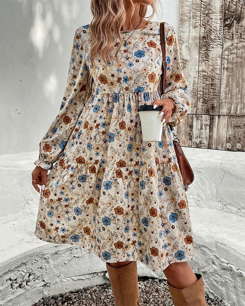 Femmes Mini Robe Robe Décontractée Robe Fleurie Robe d'été Élégant Mode Manches Bouffantes Extérieur Fête Date Coupe régulière Fleur Sans manches Col ras du cou Abricot Été Printemps de 2025 ? $25.99 –P5