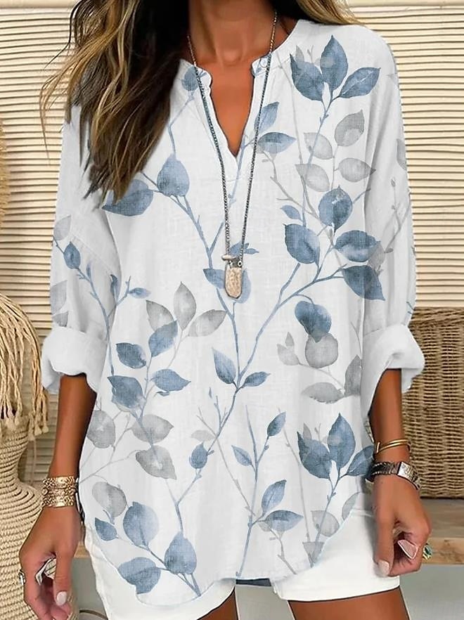 Női Blúz Tunika V Nyak Hosszú Ujjú Boho Lazac Tops Virágos Grafika Vintage Napi Romantikus Normál Tops Napi Viselés Nyomtatás Fekete Kék Lila Narancs Világosszürke 2025 - $26.99 –P2