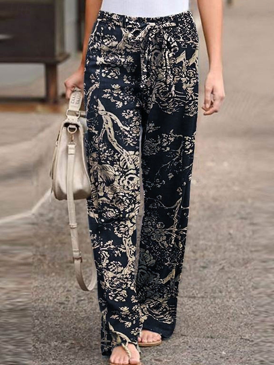 Pantalones holgados de pierna ancha para mujer moda streetwear de largo completo alta cintura gráfico bolsillo cinturilla elástica cómodos suaves cómodos microelásticos al aire libre calle blanco 2025 - $17.99 –P4