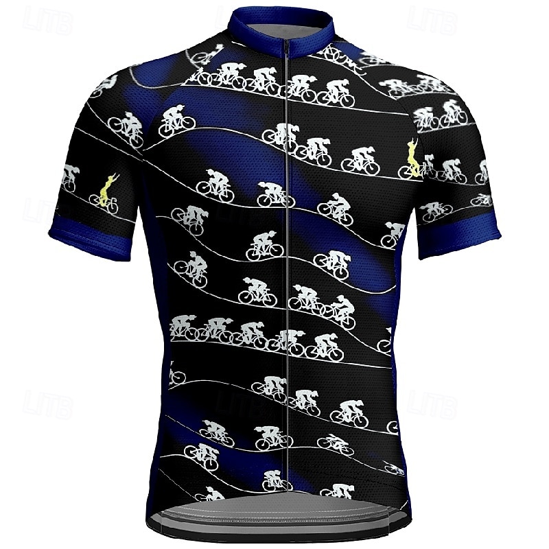 Herr Cykeltröja Kortärmad Cykel T-shirt Tröja med 3 bakfickor Bergscykling Andningsfunktion Snabb tork Anatomisk design Uppsugande Vinrött Svart Blå Grafisk Lutning sporter Kläder 2025 - $25.99 –P14