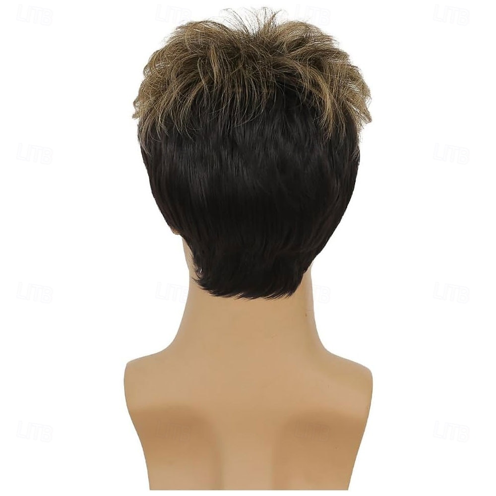 perucas curtas castanhas para homens, peruca de cabelo sintético masculino em camadas naturais loiras mistas para uso diário de 2026 por $25.99 –P4