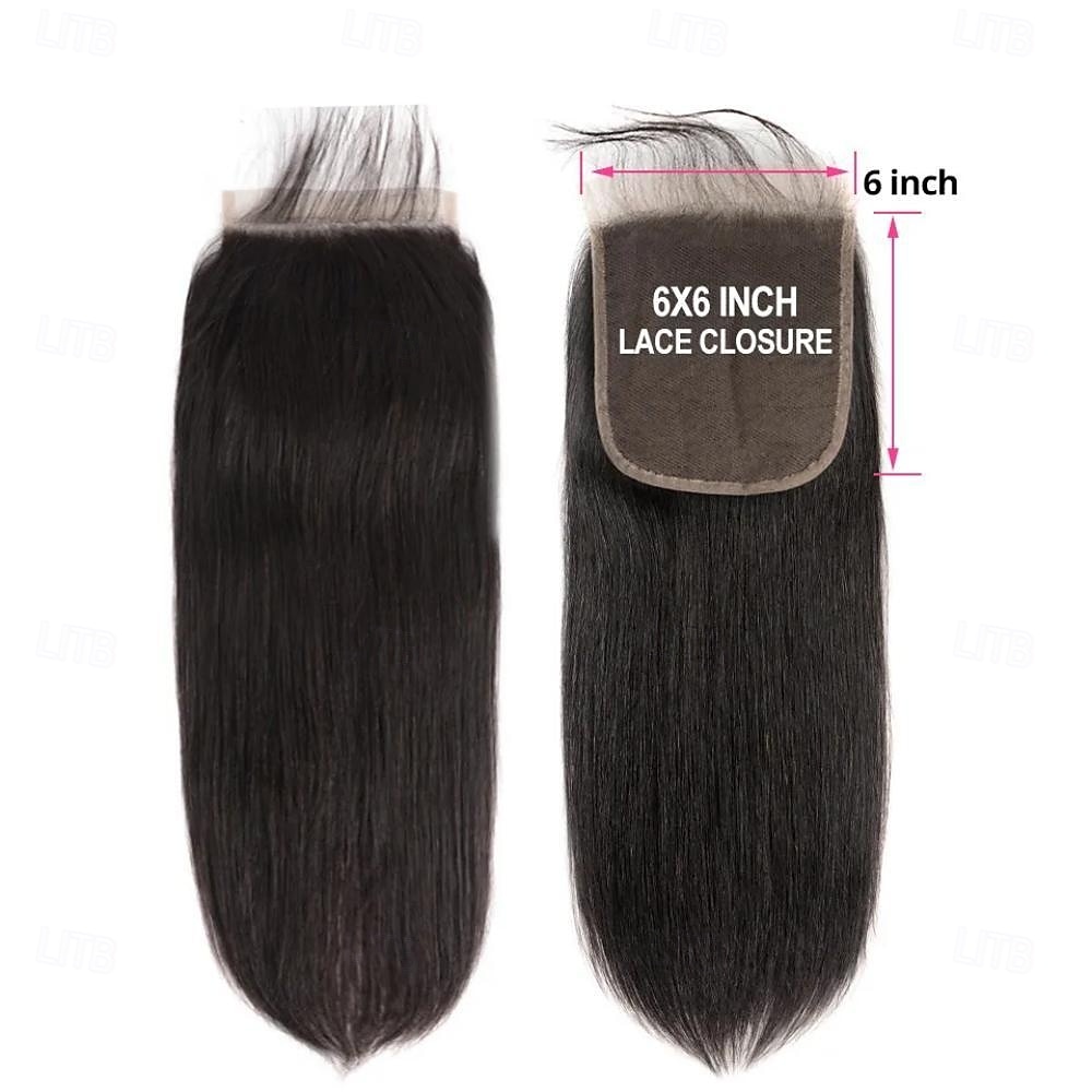 6x6 Transparent Lace Closure Human Hair straight Brazilian Remy Hair Pre Plucked With Baby Hair Natural Color Hair 2026 - $167.99 –P4