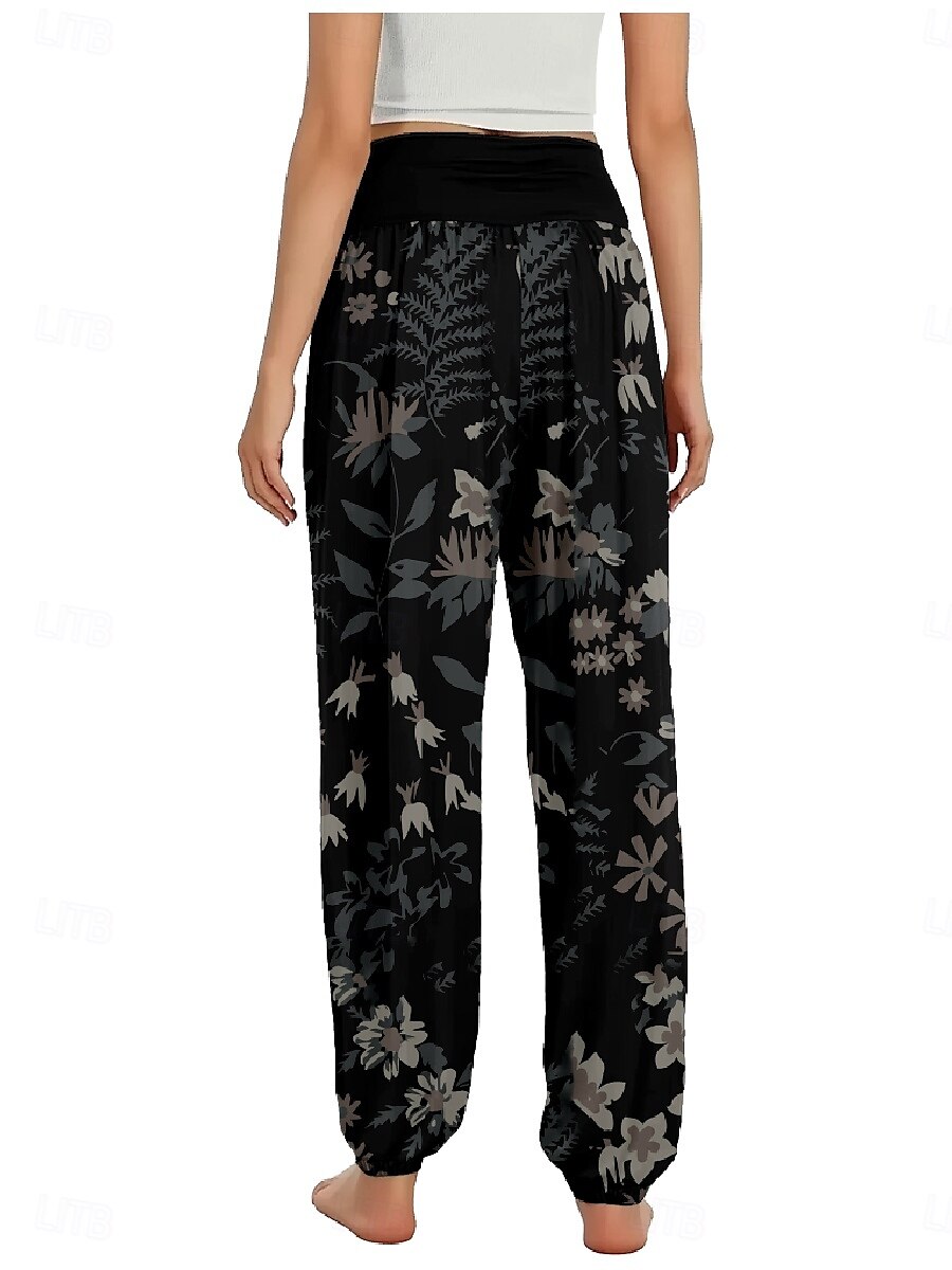 Per donna Pantaloni ispirati al lino Gamba larga Pantaloni Stile Etnico Casual Boho Lunghezza intera Vita Alta Floreale Foglia Tropicale Tasca Elastico in vita Stampa Traspirabilità Morbido del 2025 a $21.99 –P2