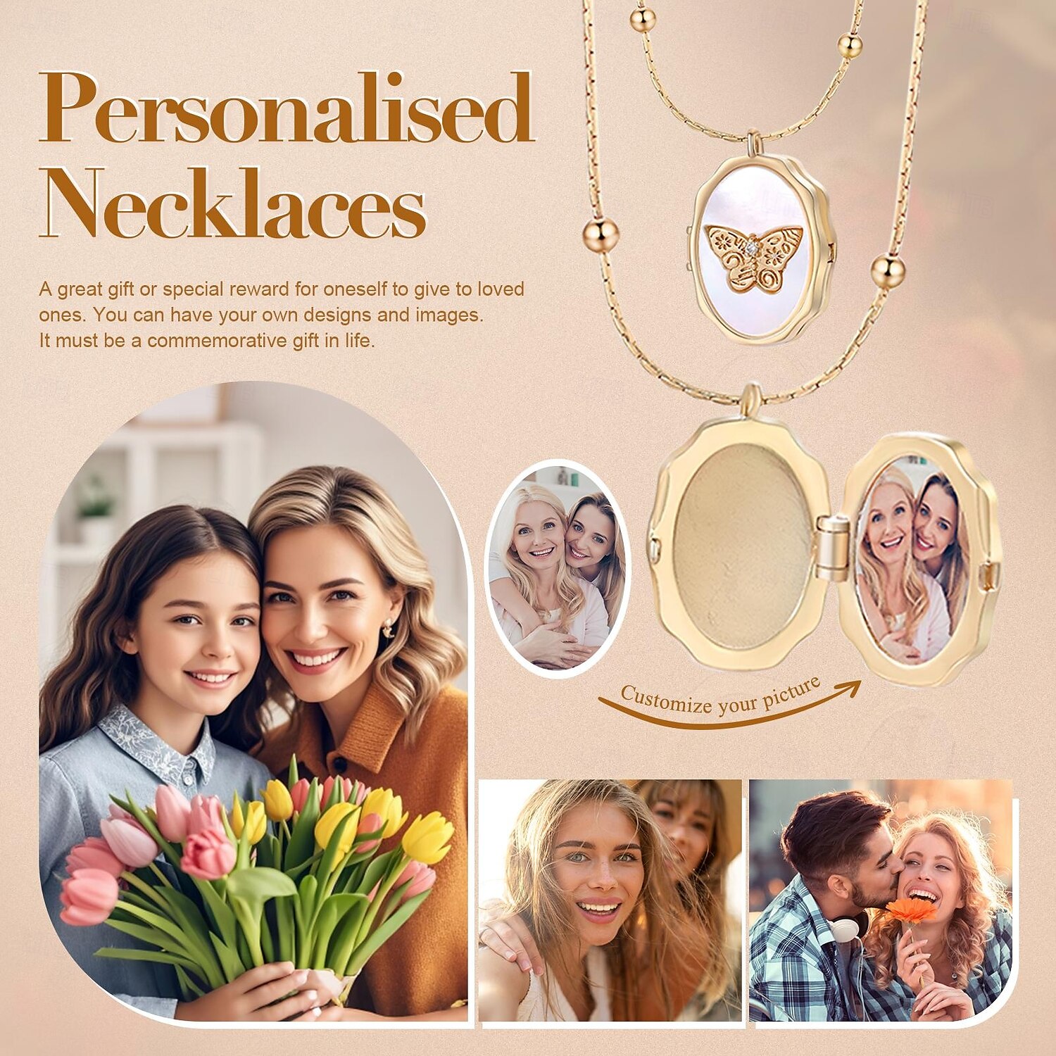 Open And Close Album Necklace Customized Photo Collection Mother And Daughter/Couple/Friend/Bestie Exclusive Memory Mother's Day Valentine's Day Christmas Birthday Gift For Mother Wife Girlfriend 2025 - $21.99 –P4