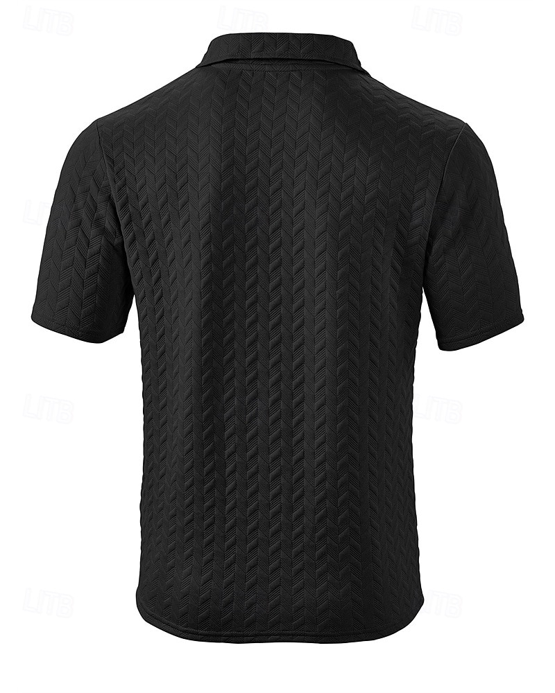 Men's Golf Shirt Golf Polos Shirts Work Casual Lapel Short Sleeve Basic Modern Plain Jacquard Summer Regular Fit Black White Blue Khaki Golf Shirt 2025 - $17.99 –P17