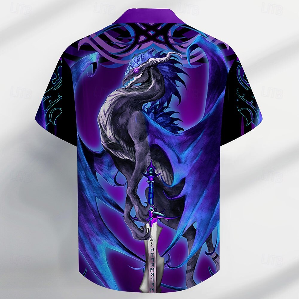 Dragonsword Stormblade Ruth Thompson herreskjorte med dyremotiv og knapper, kortermet designerskjorte, begrenset kunstnerutgave 2025 - $23.99 –P2