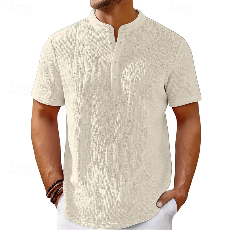 Per uomo Camicia Camicia Estiva Camicia casual Camicia da Spiaggia Camicia con Bottoni Nero Bianco Blu marino Kaki Beige Manica Corta Semplice Henley Ferie Casual Quotidiano Bottonato Abbigliamento del 2025 a $21.99 –P6