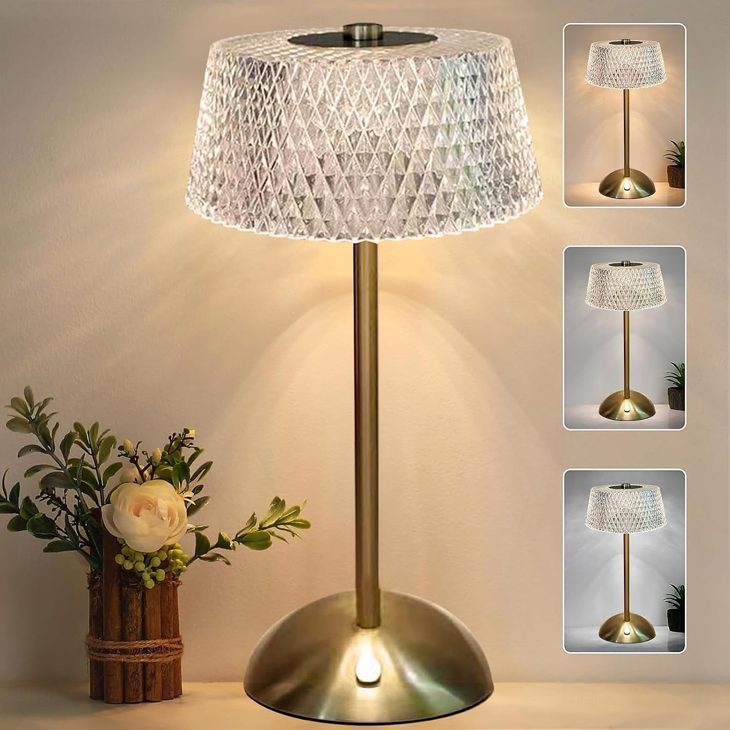 Многофункциональная светодиодная настольная лампа 3 цвета с регулируемой яркостью, перезаряжаемая через USB прикроватная лампа для спальни, столовой, гостиной, офиса, общежития, ночник 2026 - $27.99 –P1