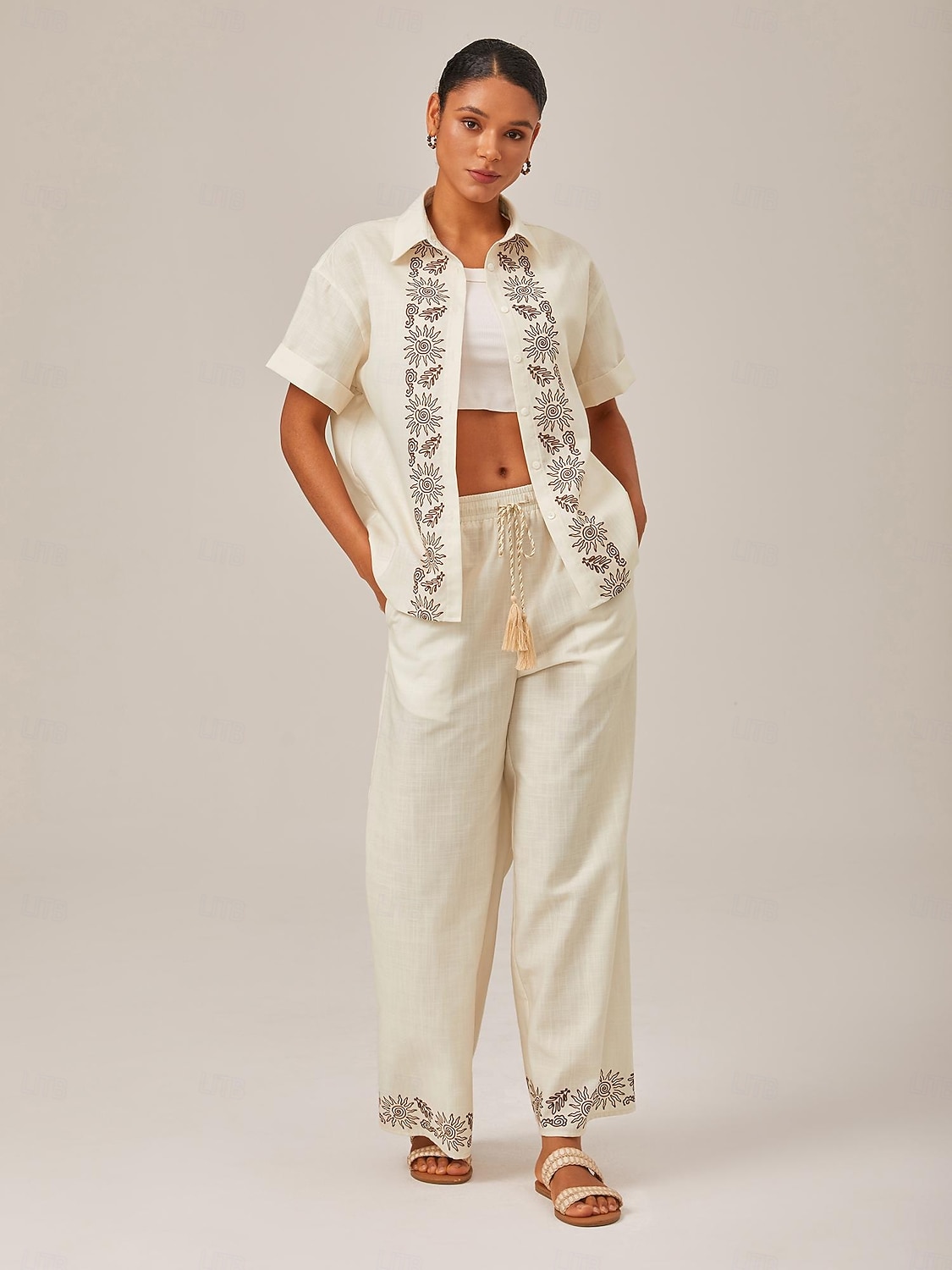 pantalon large imprimé lin de 2025 ? $15.99 –P1