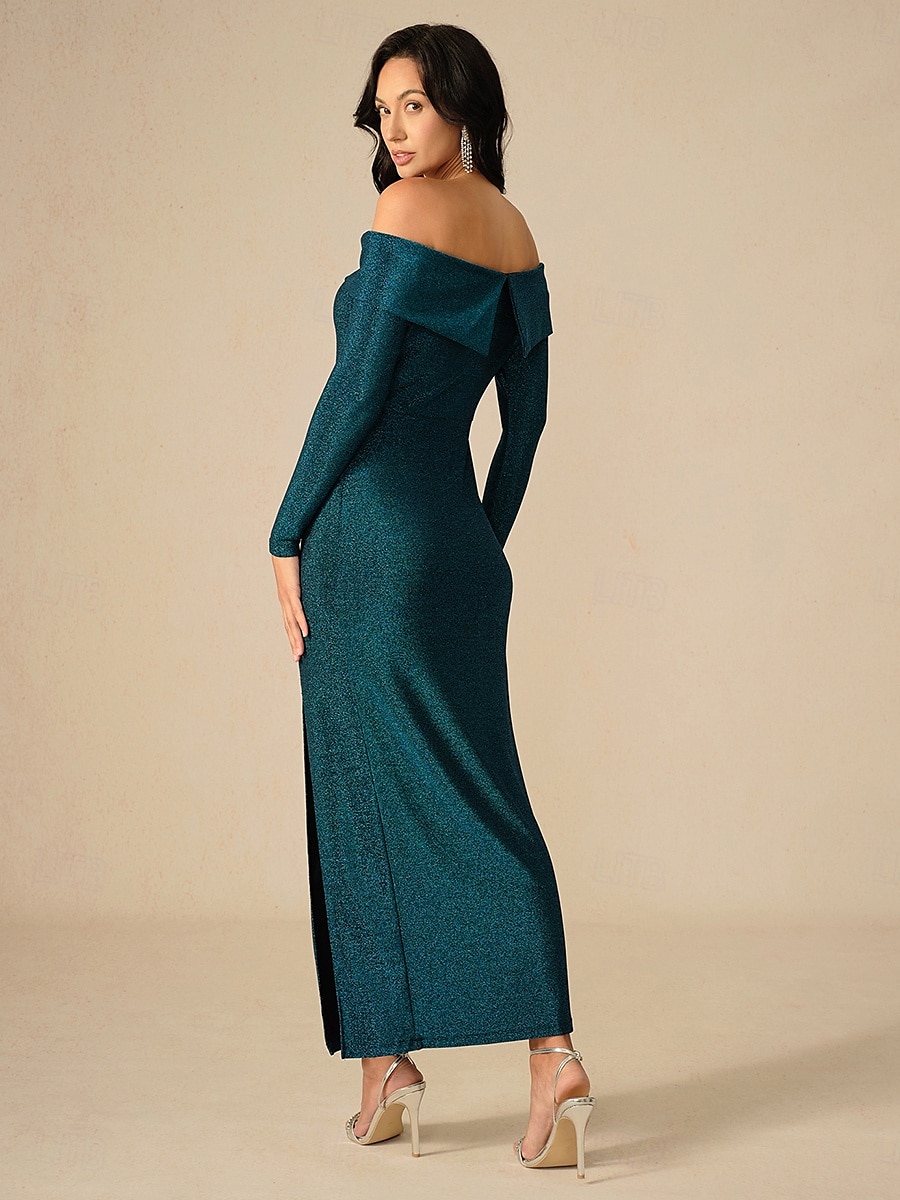 Nový rok Dámské Maxi šaty Bodycon šaty Elegantní Večírek Formální Svatební Párty Štíhlý Pevná barva Dlouhý rukáv Pod rameny Tmavě zelená Jaro Podzim Zima 2025 - $99.99 –P5