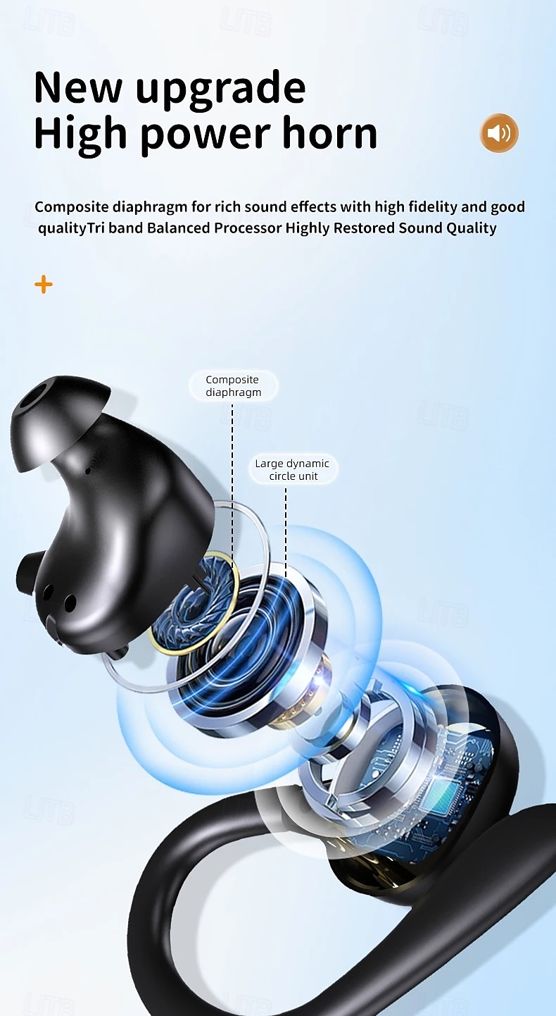 2025年 635 トゥルーワイヤレスヘッドフォン TWS イヤフォン、イヤーフック Bluetooth 5.3、エルゴノミックデザイン、充電ボックス、日常使用、旅行、自転車用の長持ちバッテリー  コレクション – $54.99 –P10
