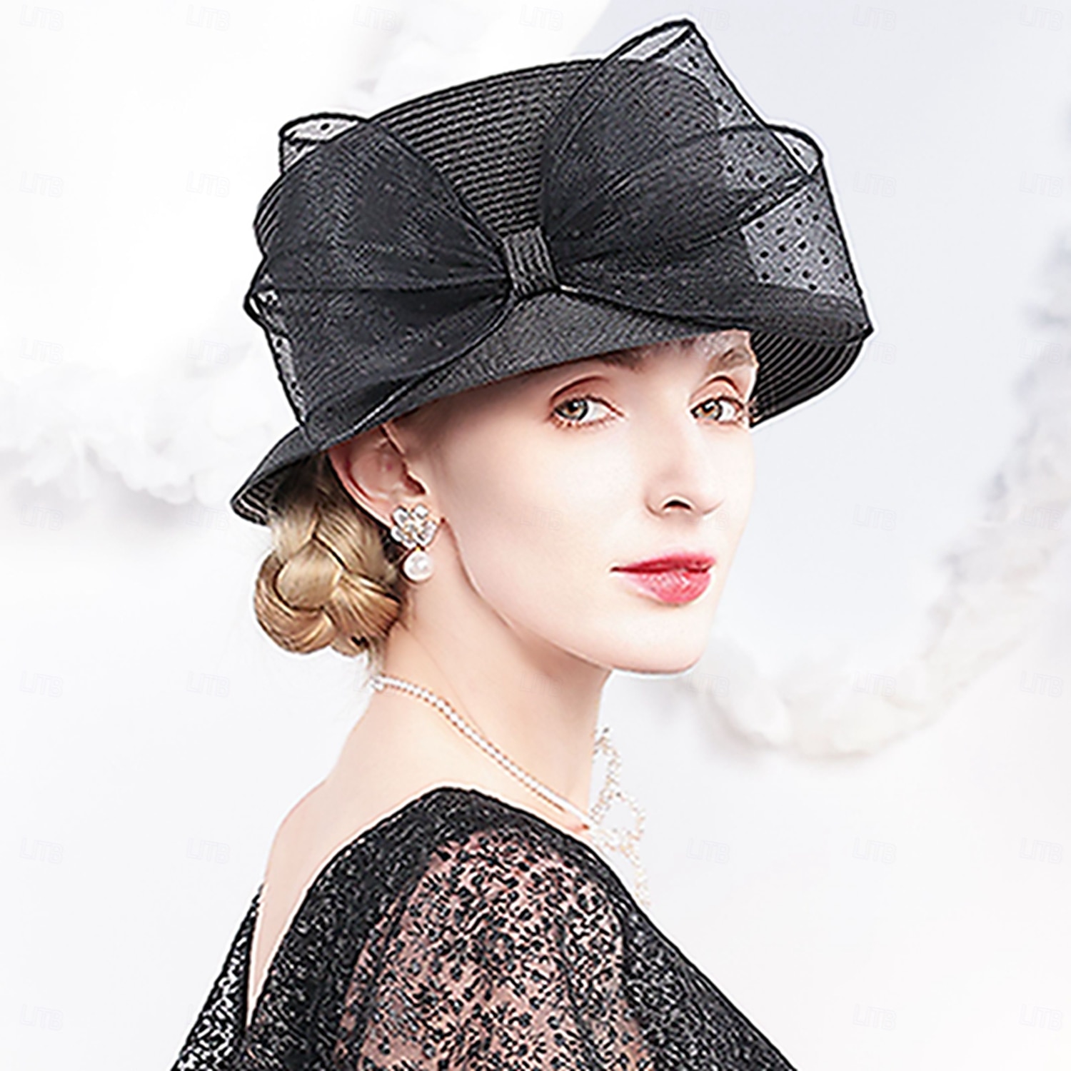 cappelli cappello a bombetta in fibra / cappello a cloche cappello da pescatore cappello di paglia matrimonio festa del tè elegante matrimonio con fiocco copricapo copricapo del 2025 a $41.99 –P1