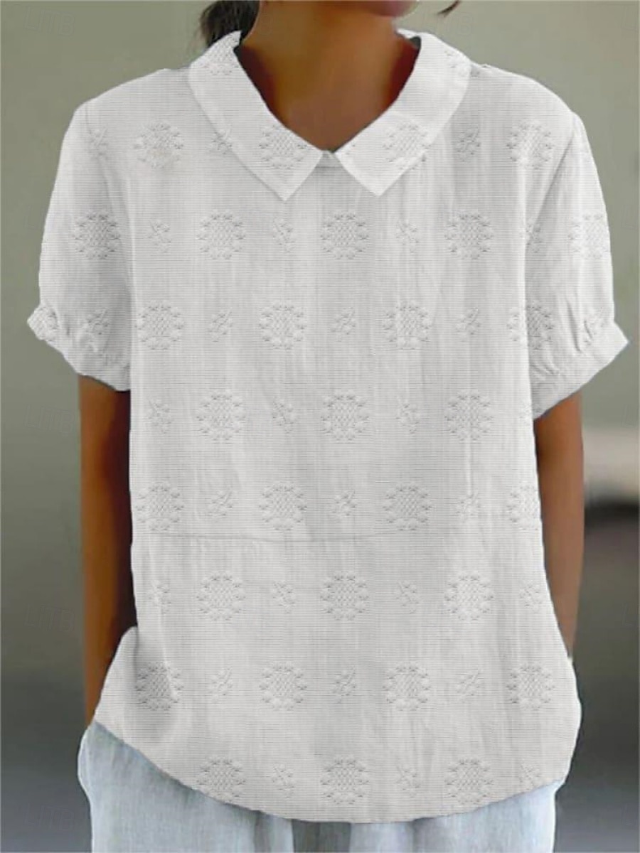 Femmes Chemise Fleuri Élégant Moderne Manche Courte Col de chemise Hauts Réguliers Quotidien Fête Imprimé Blanche Jaune Rose Claire Rouge Bleu Été de 2025 ? $17.99 –P3