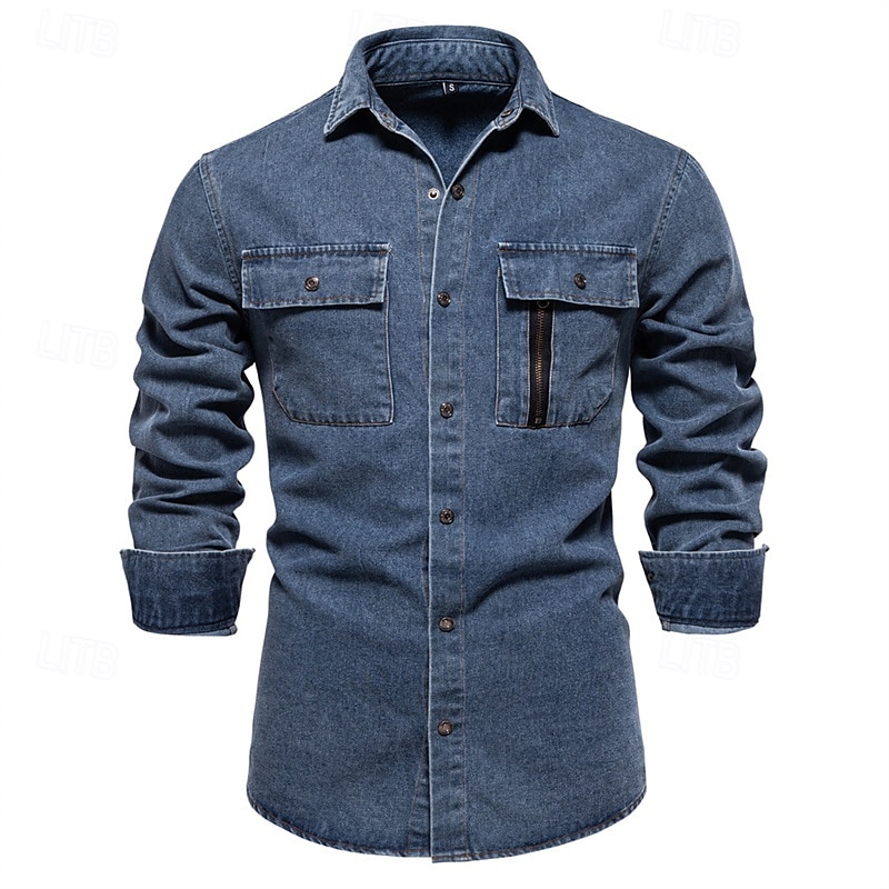 Herren Hemd Sommerhemd Freizeithemd Strandhemd Knopfhemd Schwarz Dunkelblau Leicht Blau Langarm Einfach Revers Urlaub Hawaiianisch Tasche Bekleidung 100% Baumwolle Mode Lässig Bequem 2025 - $47.99 –P1