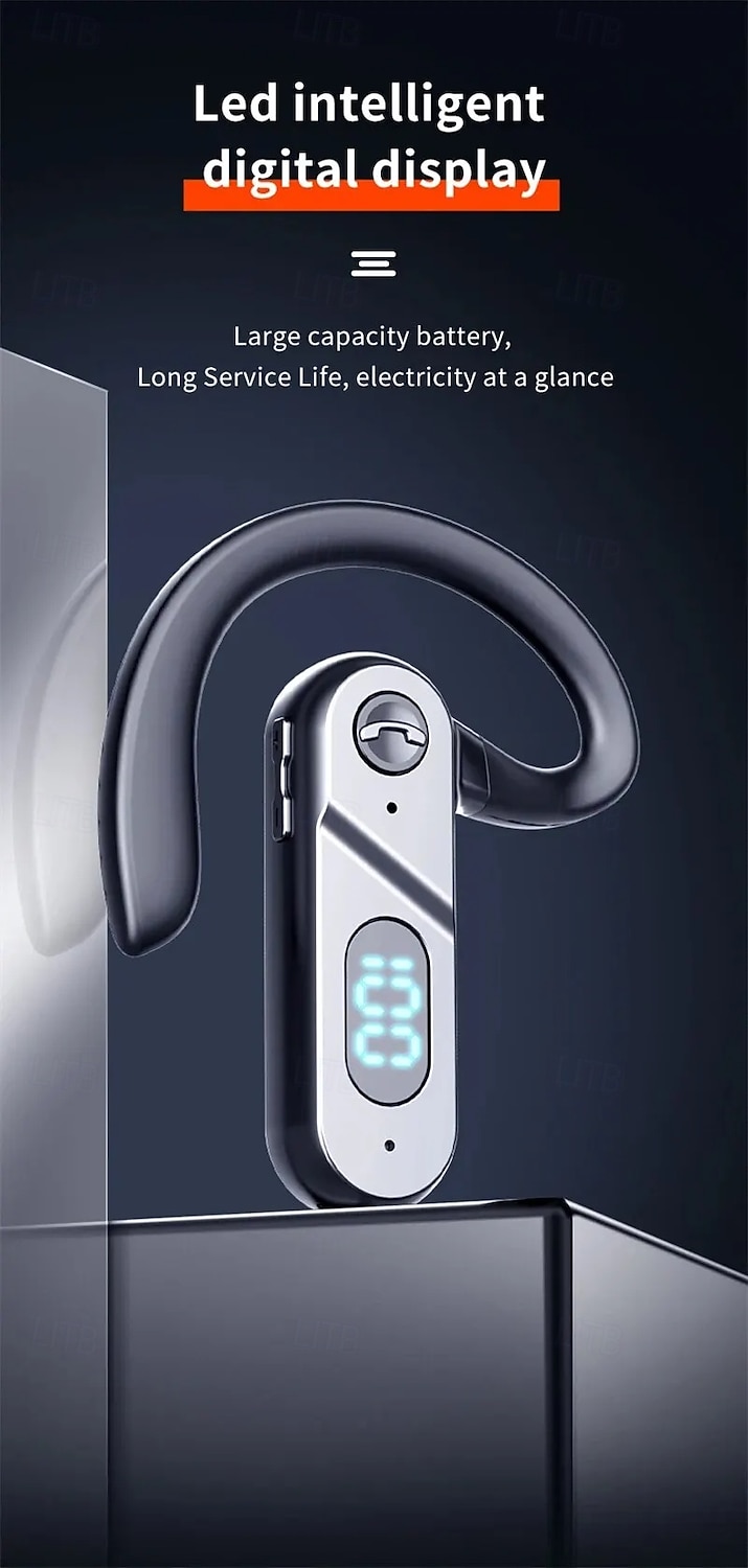 2025年 V28 Bluetoothイヤーフックヘッドフォン LEDディスプレイ付き - ワイヤレススポーツイヤフォン マイク 防水 USB充電 iOS Android対応  コレクション – $25.99 –P2