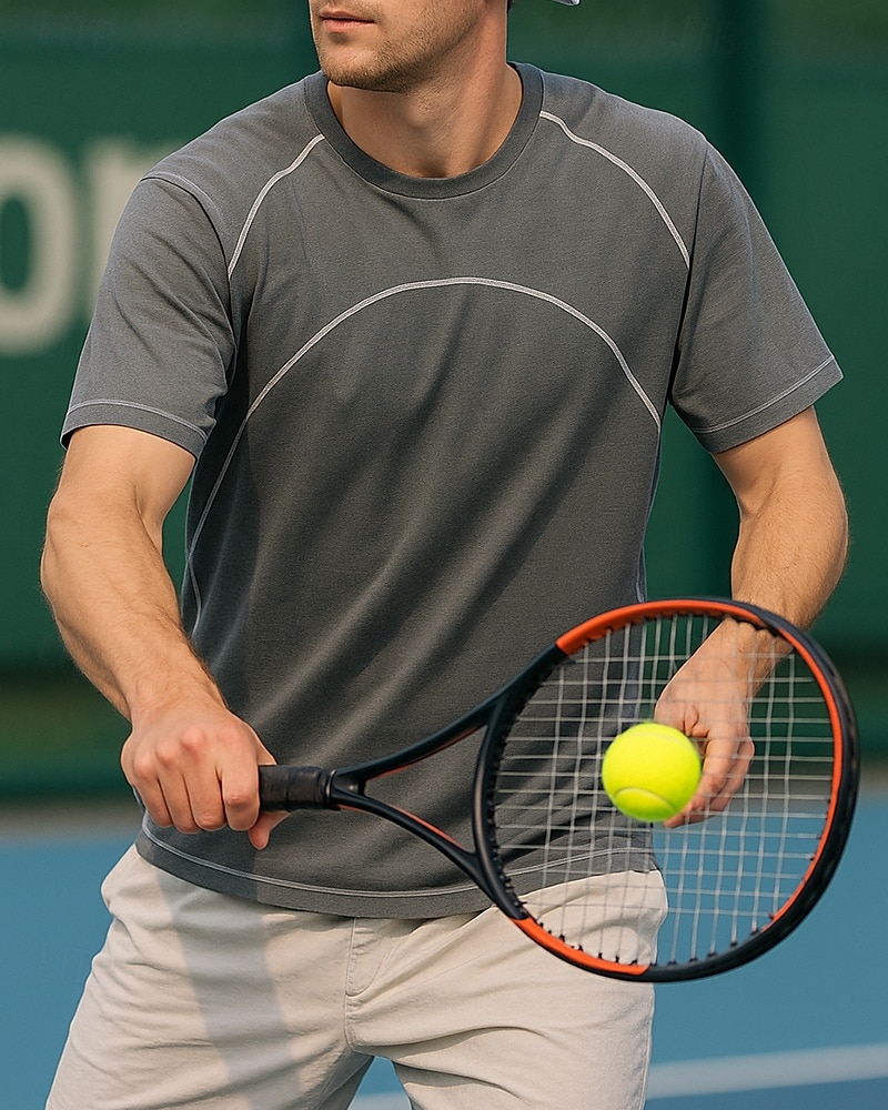 US Open Pánské Jednobarevné Sportovní košile Tenisové tričko Krátké rukávy Kontrastní vazba Ter Emen Odvod vlhkosti Prodyšné Tenis Golf Pickleball Černá Žlutá Šedá Oblečení na tenis 2025 - $23.19 –P3