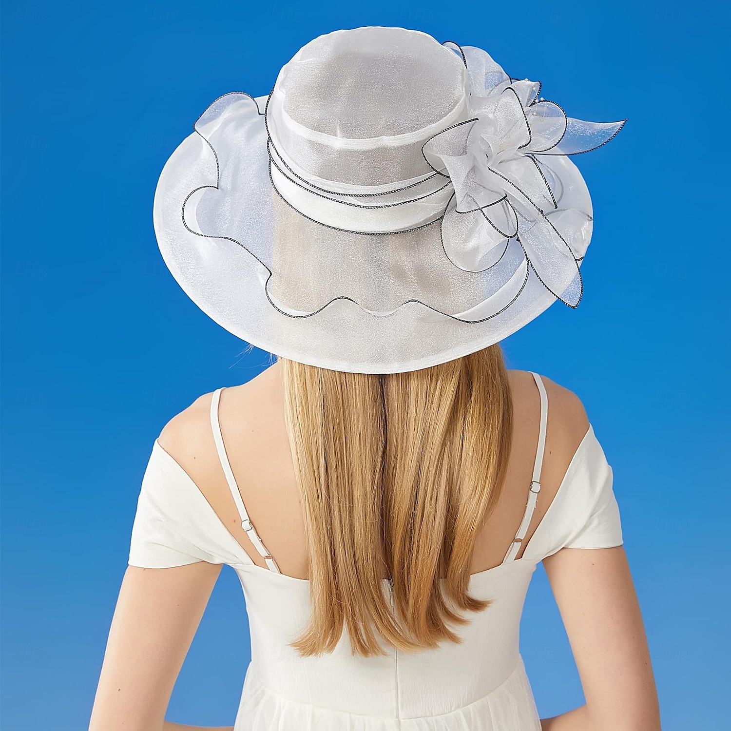 Hatter organza Bryllup Aftenselskap Te Fest Strand Hesteløp Elegant søt stil Solbeskyttelse Med Blomster Hodeplagg Hodeplagg 2025 - $16.99 –P5