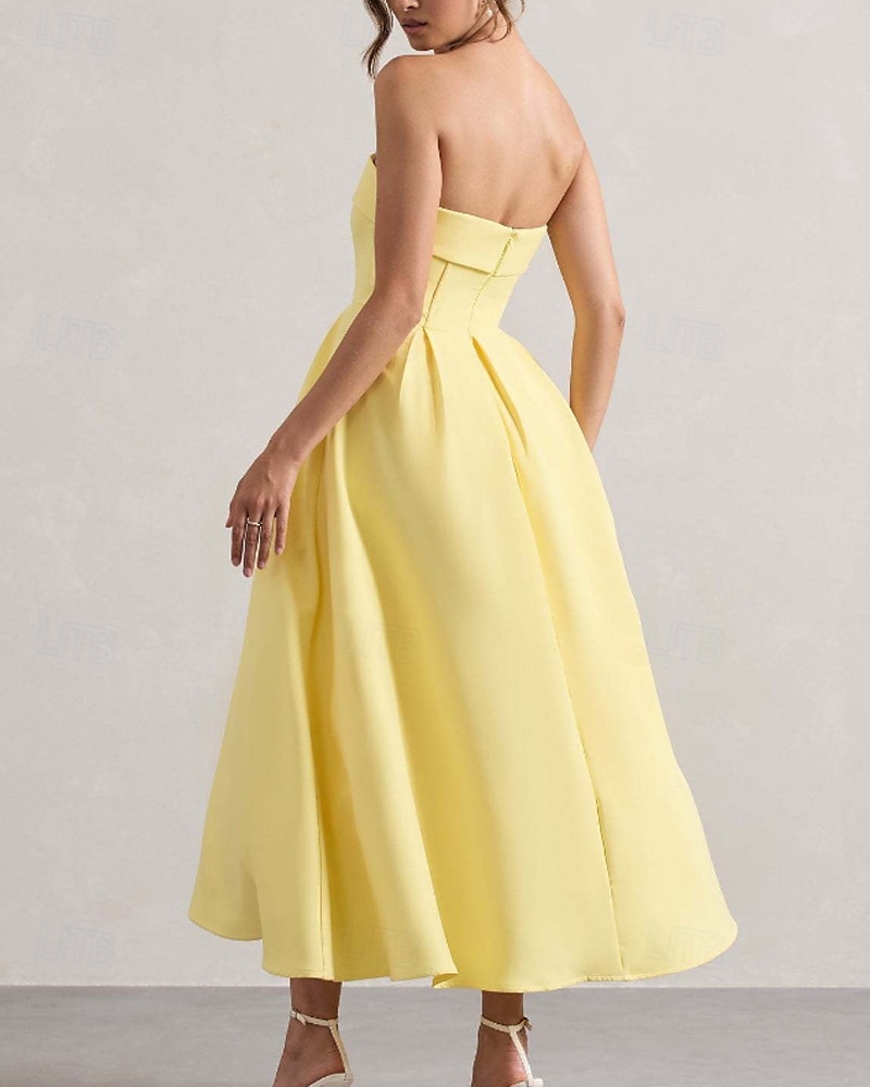 Pentru femei Rochii Midi Rochie albă Rochie de absolvire Rochie de bal Rochie de petrecere Modă Nuntă Petrecere Serată Fit regulat Simplu Fără manșon Fără Bretele Negru Alb Galben Roz Îmbujorat Vară 2025 - $31.99 –P11