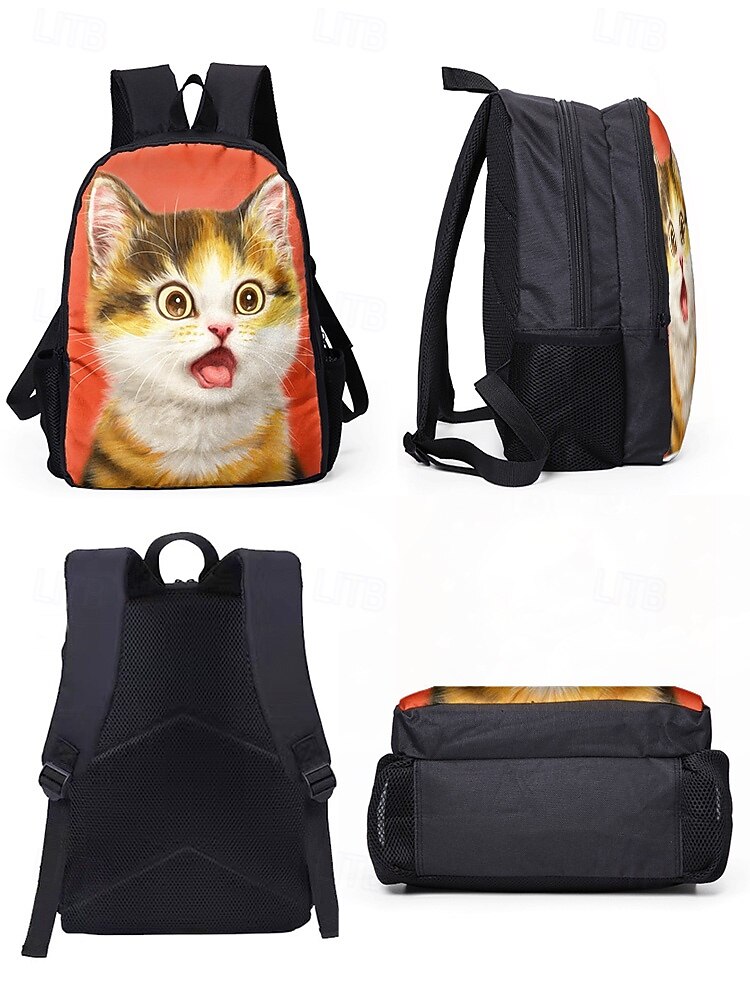 Kids Cute Cat Backpack Set, 3-Piece Cartoon School Bag with  display picture 3