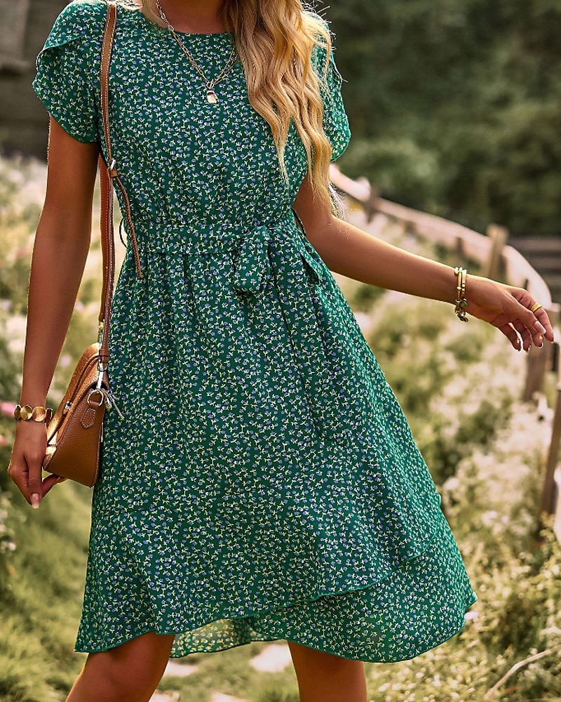 Pentru femei Rochie Mini Rochie florala Rochie Boho Rochie imprimata Modă Clasic Modern Vacanță Concediu Ieșire Fit regulat Floare Manșon scurt Stil Nautic Roșu-aprins Albastru piscină Maro Trifoi 2025 - $27.99 –P13