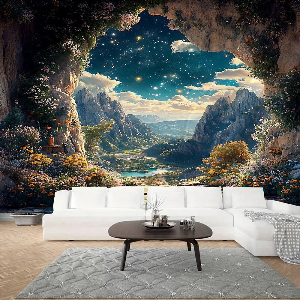 Rock Cave Waterfall Landscape Hanging Tapestry Mural Art Large Tapestry Mural Decoration Photos Background Carpet Curtains Home Bedroom Living Room Decoration 2026 - E£953.06 –P5