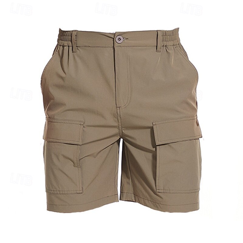 Homens Bermuda Cargo Calção Shorts de verão Cintura elástica Bolso multi Bolso com aba Tecido Conforto Vestível Comprimento do joelho Ao ar livre Esporte Diário Moda Casual Preto Verde de 2025 por $34.99 –P5