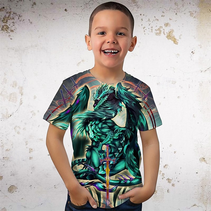 Dragonblade Terrablade di Ruth Thompson, maglietta con drago 3D per ragazzi, manica corta, estate e primavera, moda basic, per bambini dai 4 ai 12 anni, girocollo, casual, da indossare all'aperto, vestibilità regolare. del 2025 a $10.49 –P1