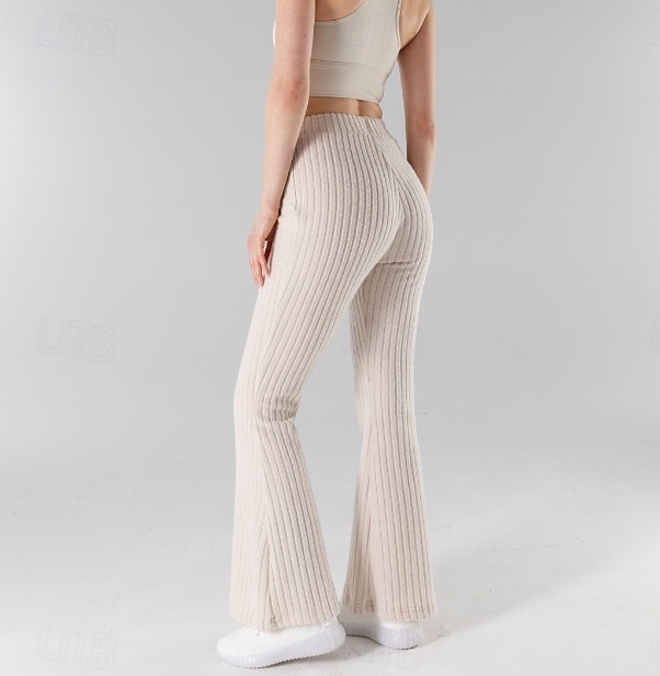 Dam EU / US-storlek Kinesiska Säckiga byxor Mysiga leggings Lättvikt Fullängd Hög midja Rand Snabb tork Lättvikt Mjuk Microelastisk Dagliga kläder risvit Svart 4 # Vår, Höst, Vinter, Sommar Lös 2025 - $13.99 –P2