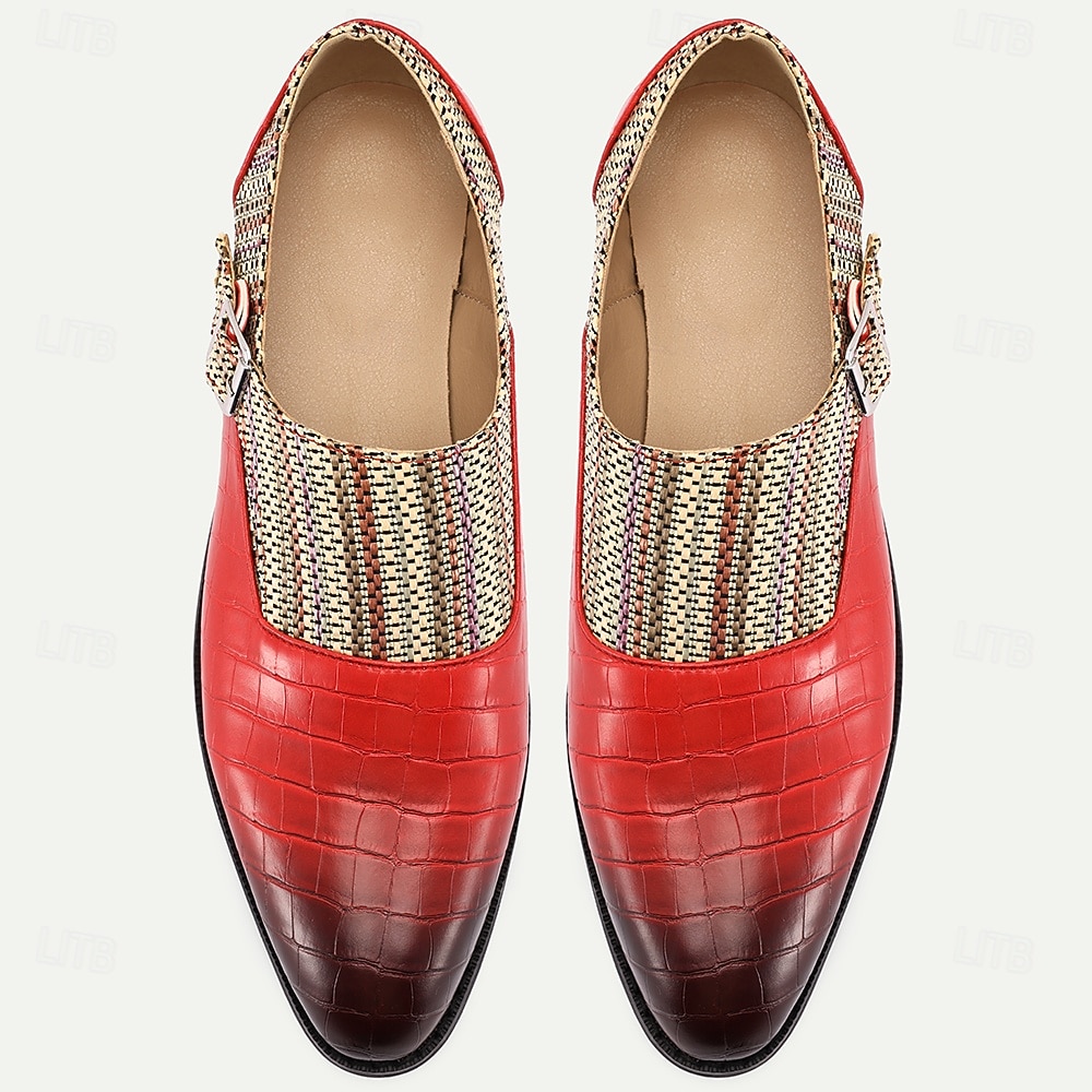 Herr Monk skor Promenad Affär Ledigt PU Läder Vävd nylon Andningsfunktion Bekväm Halksäker Loafers Röd Sommar Vår 2025 - $46.99 –P4