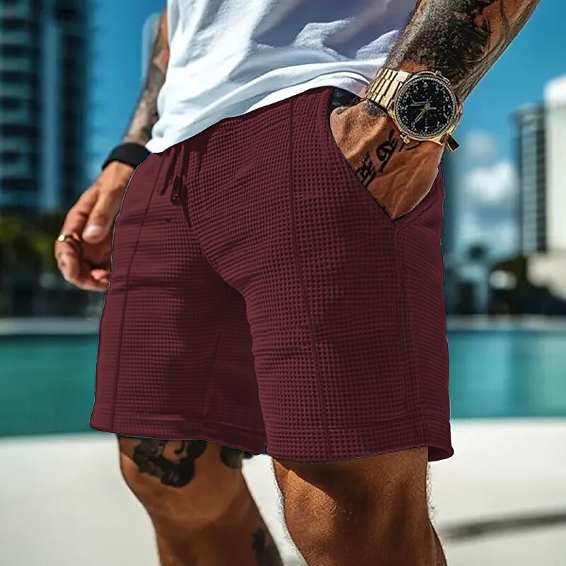 Per uomo Pantaloncini Waffle Shorts Pantaloncini Estivi Pantaloncini casual Tasca Coulisse Elastico in vita Semplice Comodità Traspirante Corto All'aperto Vacanza Canotta sportiva Casual Nero Bianco del 2025 a $16.49 –P4