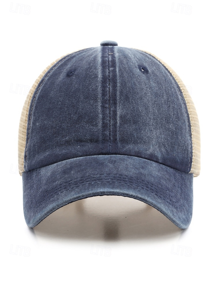 Herr vintage truckerkeps med meshrygg – justerbar basebollkeps i tvättad bomull för utomhussport, resor och vardagskläder 2025 - $11.99 –P5