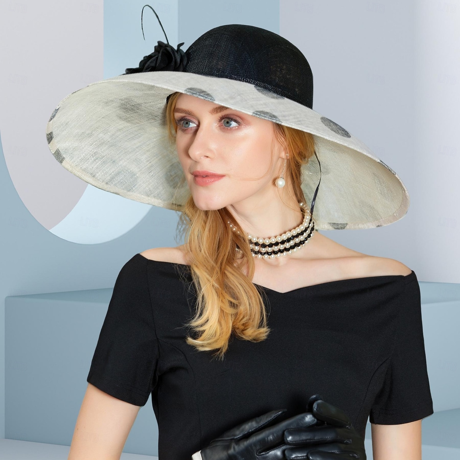 chapeaux chapeau de soleil en lin chapeau sinamay mariage thé fête mariage élégant avec plume coiffe à pois coiffure de 2025 ? $118.99 –P2