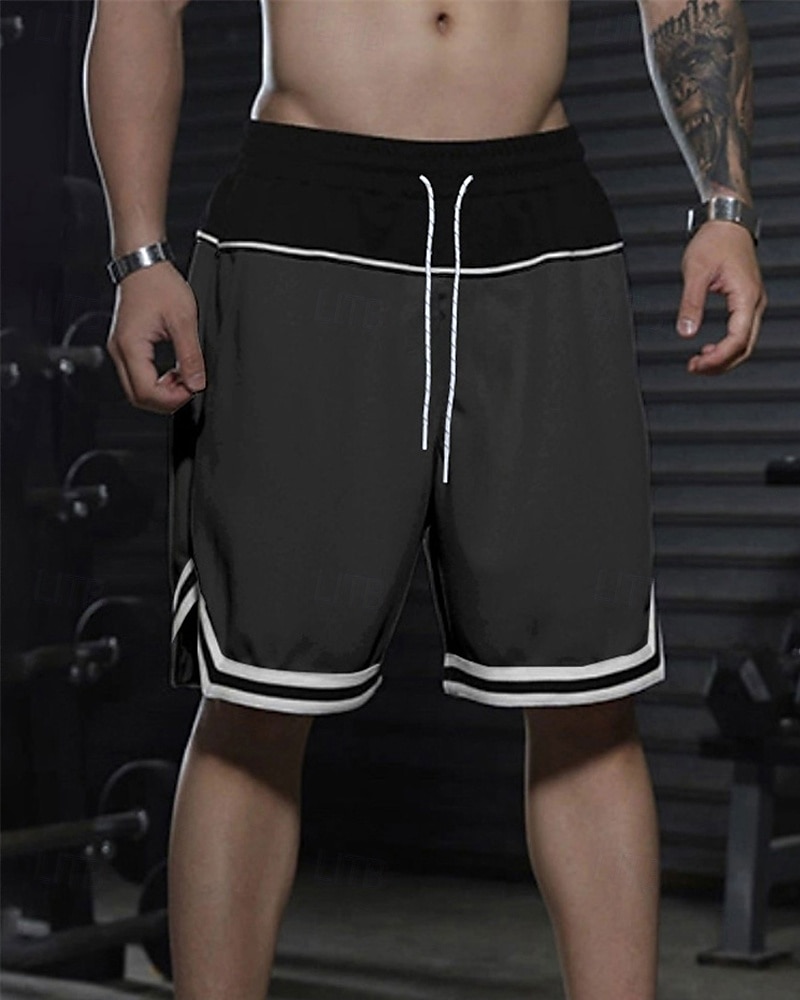 Homens calções atléticos Calção Shorts de basquete Bolsos Com Cordão Cintura elástica Riscas Conforto Respirável Curto Ao ar livre Esportes Clássico Casual Preto Vermelho de 2025 por $15.49 –P6