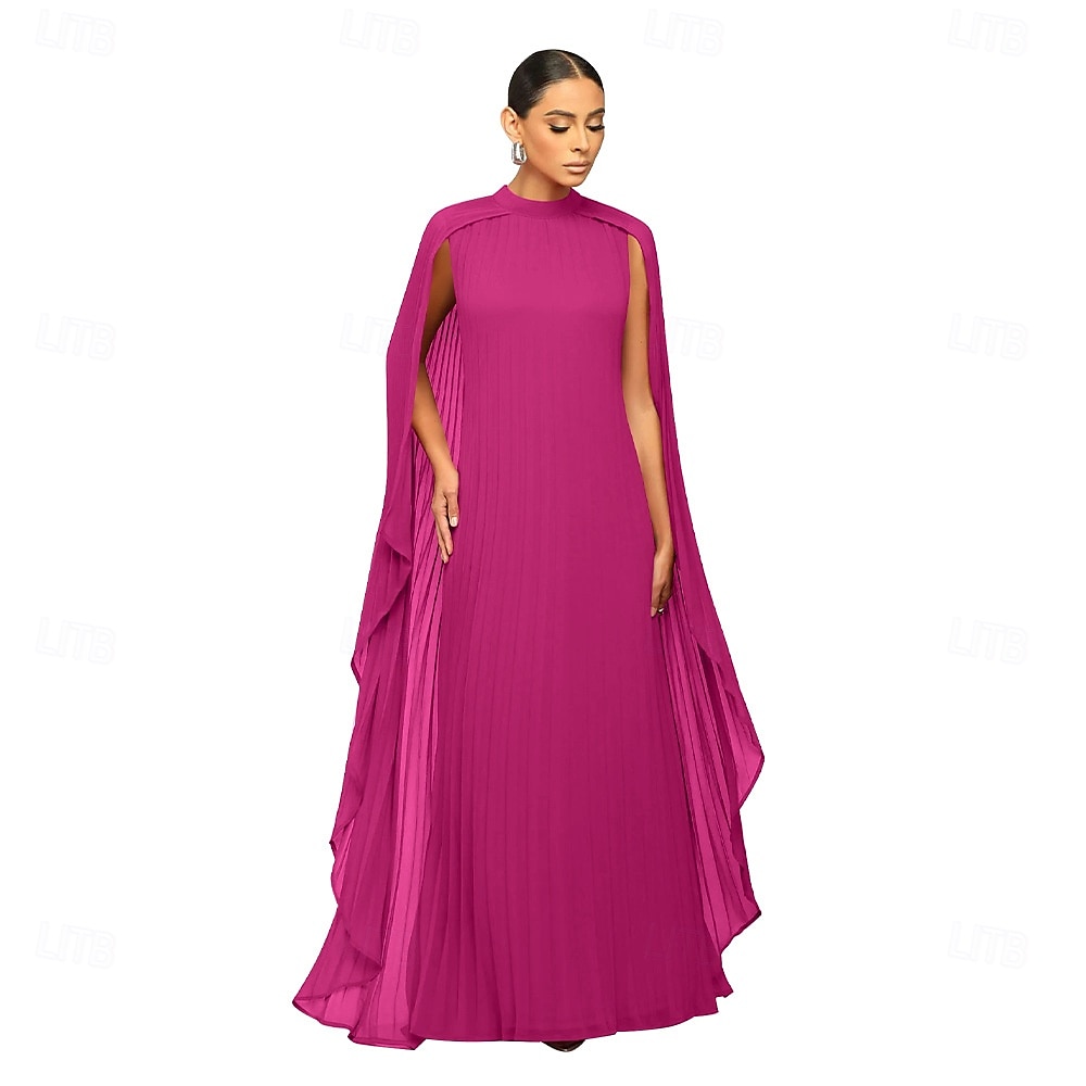 Abiti A-Line Quinceanera elegante abito formale matrimonio lunghezza al pavimento maniche lunghe scollo alto chiffon con pieghe del 2025 a $119.99 –P1