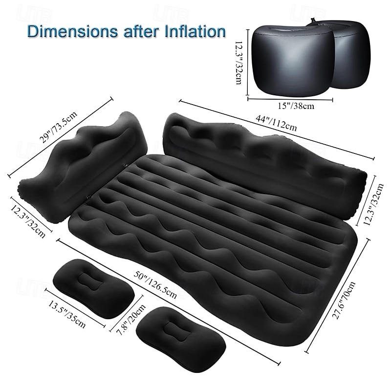 Oppblåsbar billuftmadrass med pumpe, fortykket baksete-reiseseng for SUV, bærbar soveunderlag med sidebeskyttelse for bilturcamping med biloppblåser 2025 - $76.99 –P6