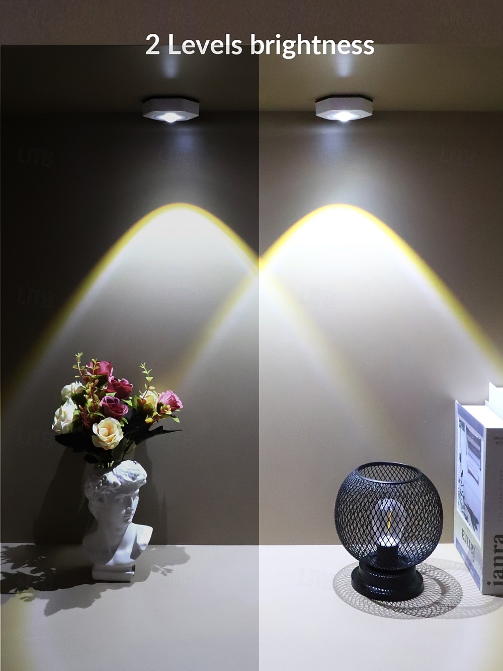 Hexagonal Cat's Eye Wall Lamp Cabinet Lights Sunset Lamp Projector Sunset Light Battery Powered Touch Tap Lights to ON/Off Stick up Lights for Bookshelf Pantry Home and Bedroom Decor 2025 - $9.49 –P2