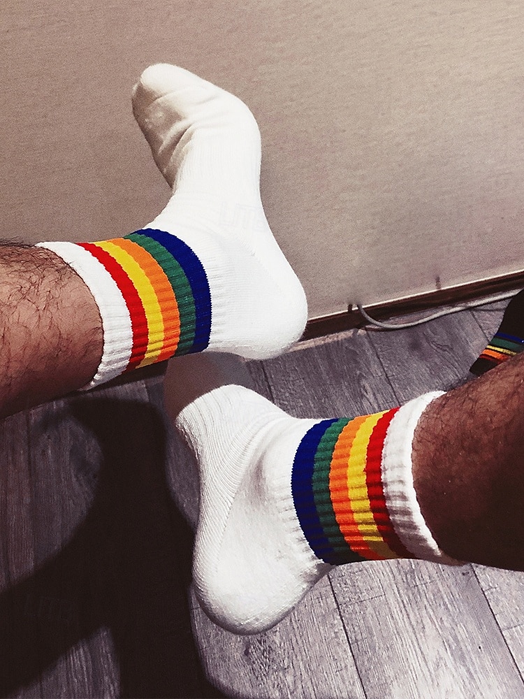 Pánské duhové ponožky s motivem pride - barevný doplněk LGBT festivalu pro každodenní nošení, sport a akce pride 2025 - $9.99 –P1