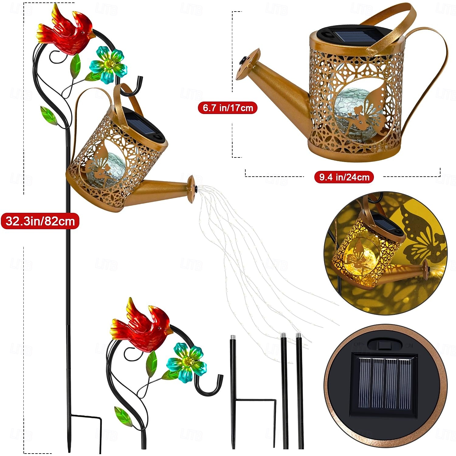 1 ks venkovní solární krajinářské osvětlení vodotěsné kovové andělské světlo na láhev s vodou závěsné vodopádové dekorativní světlo duté projekční světlo nádvoří zahrada trávník cesta krajinářské osvětlení 2026 - $28.99 –P2