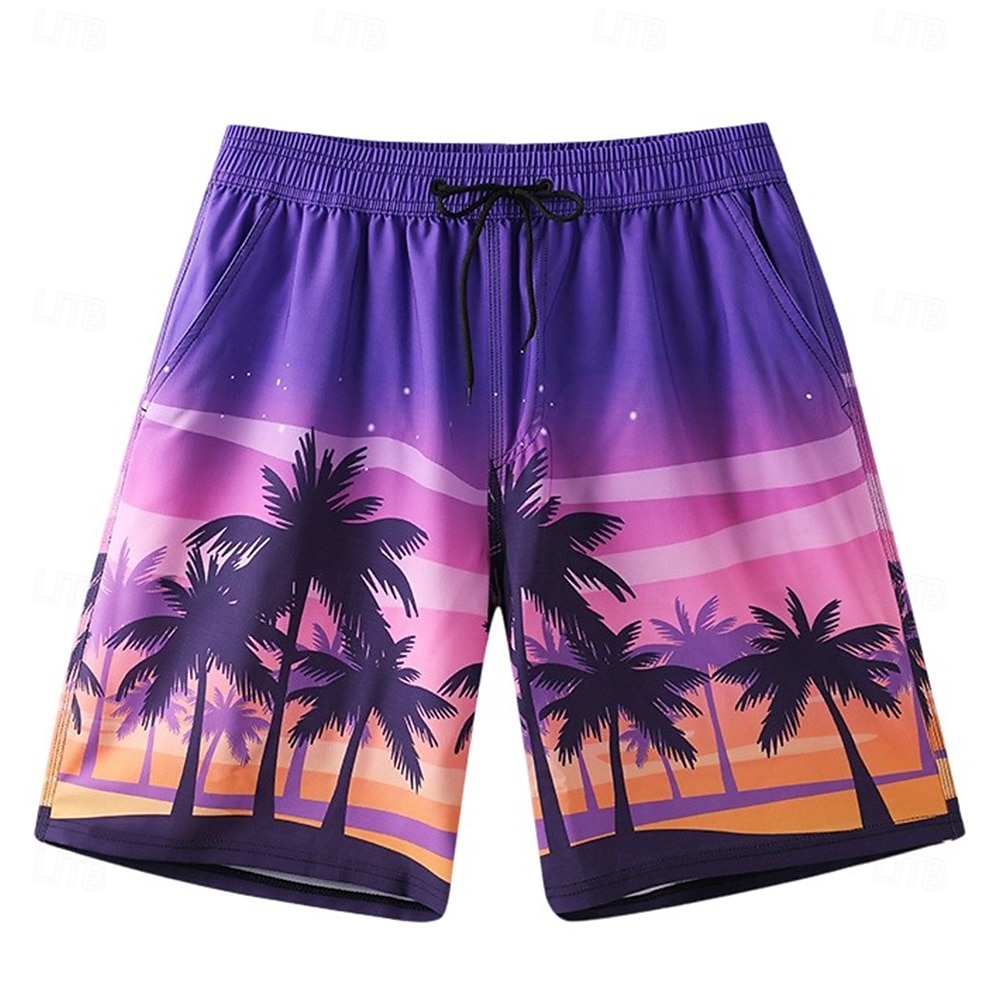 Homens Calção Shorts de praia Bolsos Com Cordão Imprimir Gráfico Folha Árvore Respirável Secagem Rápida Comprimento do joelho Ao ar livre Férias Casa Férias Estilo Étnico Azul Céu Azul escuro de 2025 por $17.99 –P19