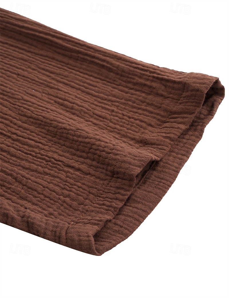 Men's Linen Pants Trousers Summer Pants Drawstring Elastic Waist Straight Leg Plain Comfort Breathable Full Length Casual Daily Holiday Vacation Fashion White Brown Micro-elastic 2026 - $29.99 –P10