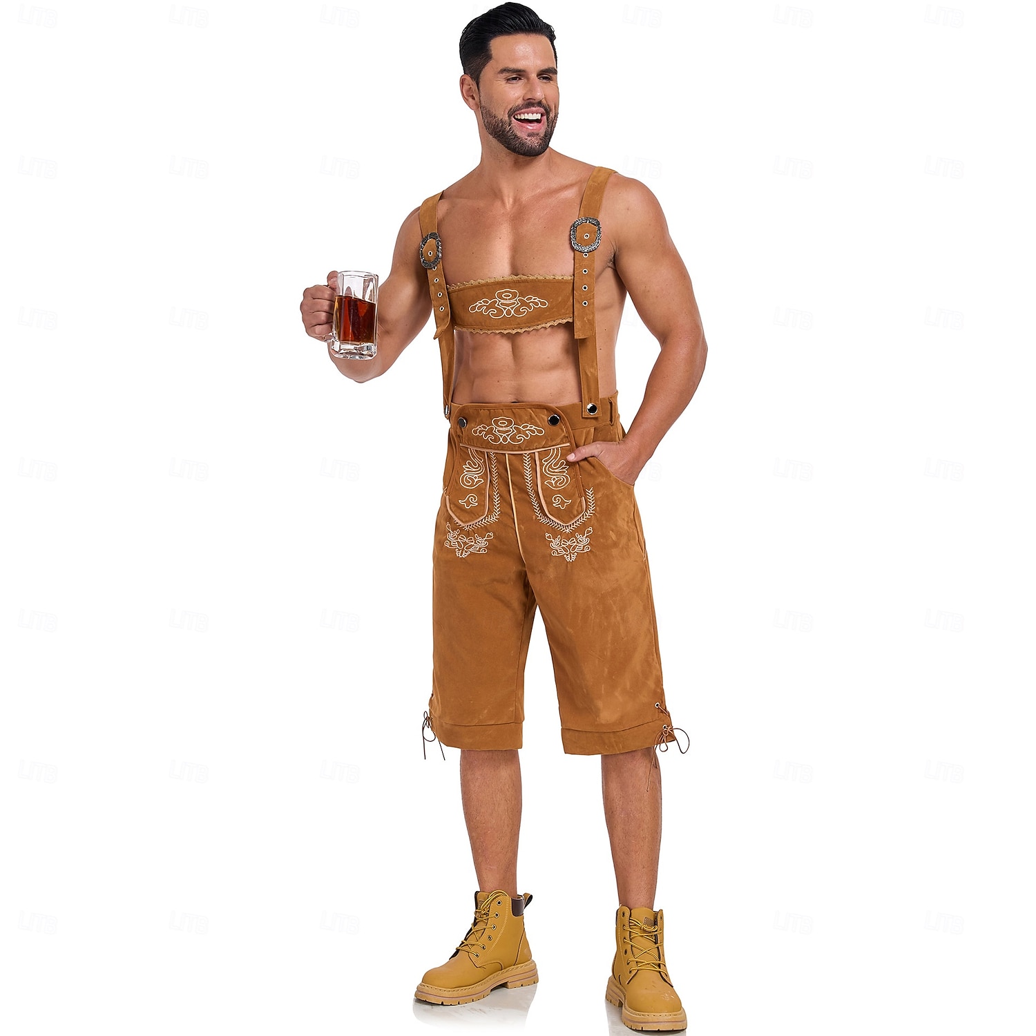 Oktoberfest Haft Lederhosen bawarski Niemiecki Monachium Łąki Męskie Impreza Festiwal Piwa Tkanina w stylu tradycyjnym 2026 - $46.99 –P15