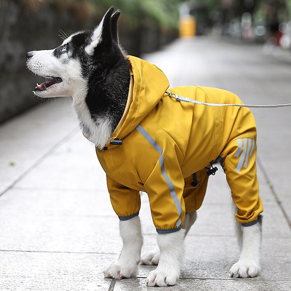 Capa de chuva para cachorro, capa de chuva impermeável com capuz, capa de chuva refletiva alta para animais de estimação com furo para guia para cães pequenos, médios e grandes de 2025 por $18.49 –P13