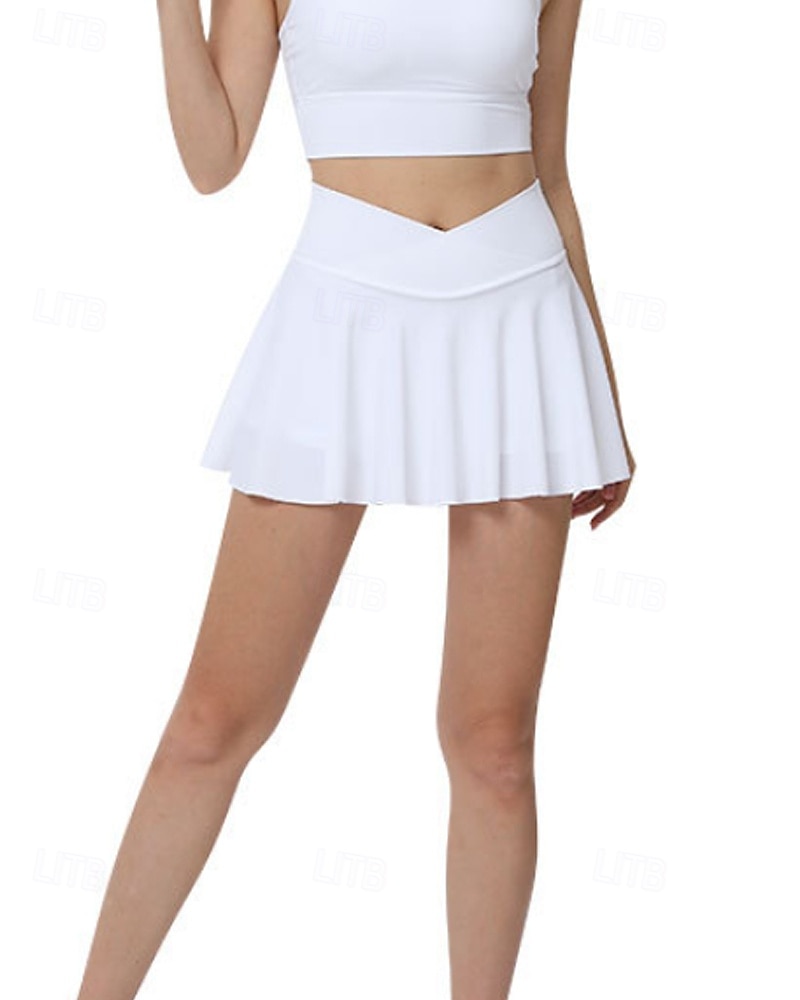 Per donna Tinta unita Gonna casual Gonne da tennis con pantaloncini Arricciato Traspirante Tennis Golf Pickleball Nero Bianco Rosa Abbigliamento da tennis del 2026 a $25.99 –P5