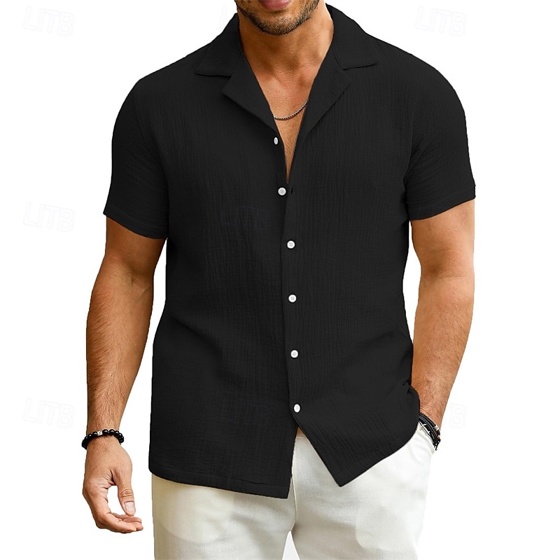 Per uomo Camicia Camicia Estiva Camicia casual Camicia da Spiaggia Camicia con Bottoni Nero Bianco Blu Grigio scuro Manica Corta Semplice Collo Camp Vacanza Camicia hawaiana Abbigliamento Poliestere del 2025 a €15.84 –P2