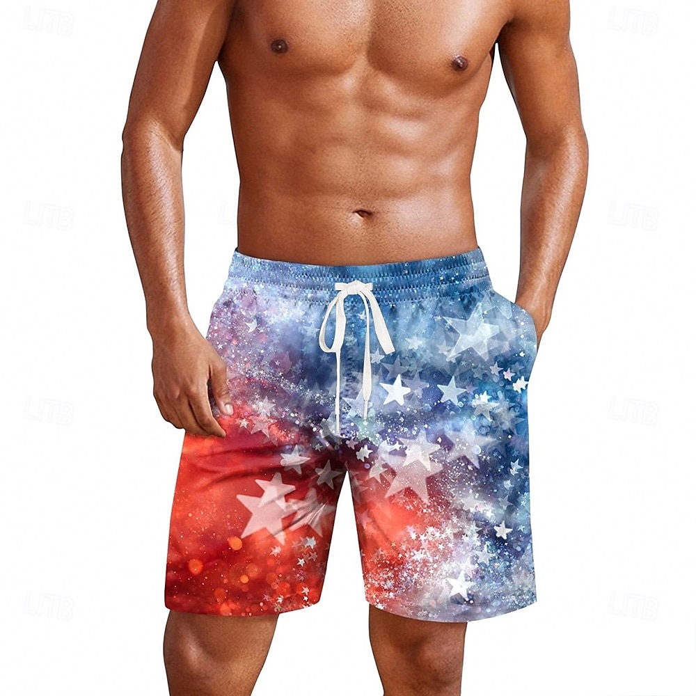 Independence Day Voor heren Amerikaanse vlag Vaderlandslievend Vierde juli Lange zwembroeken Zwemshorts Boardshorts Medium Taille Hawaii Feestdagen Zijzakken Mesh voering Elastische tailleband met 2025 - $19.99 –P2
