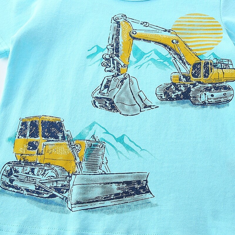 Lapset Poikien T-paita Tee Piirretty Lyhythihainen Crewneck Lasten toppi ulko- Perus Kesä Sininen 4 vuotta + 2025 - $13.99 –P4