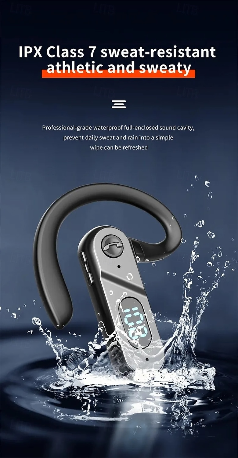 2025年 V28 Bluetoothイヤーフックヘッドフォン LEDディスプレイ付き - ワイヤレススポーツイヤフォン マイク 防水 USB充電 iOS Android対応  コレクション – $25.99 –P9
