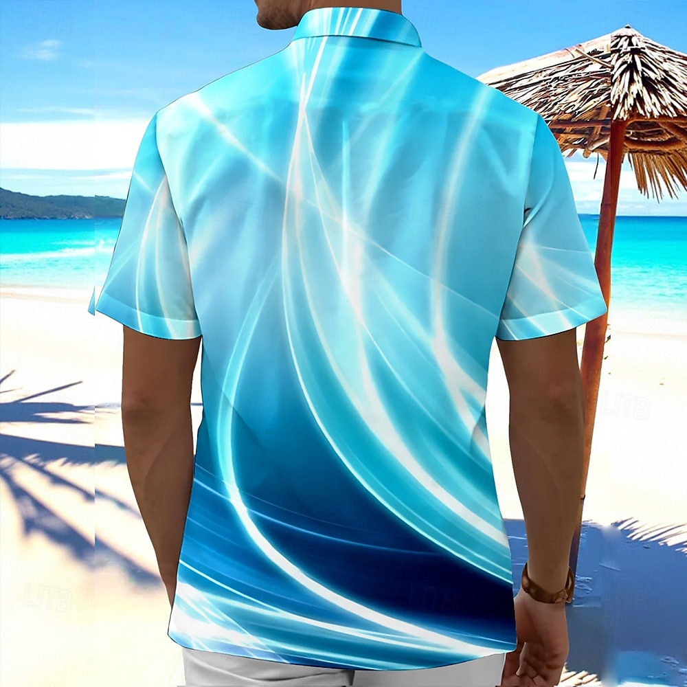 Hombre Geométrico Degradado Línea Camisa Camisa de verano Abotonar la camisa Manga Corta Moda informal Exterior Vacaciones Uso Diario Verano Primavera Cuello Vuelto Impresión 3D camisas con cuello Un 2025 - $23.99 –P2