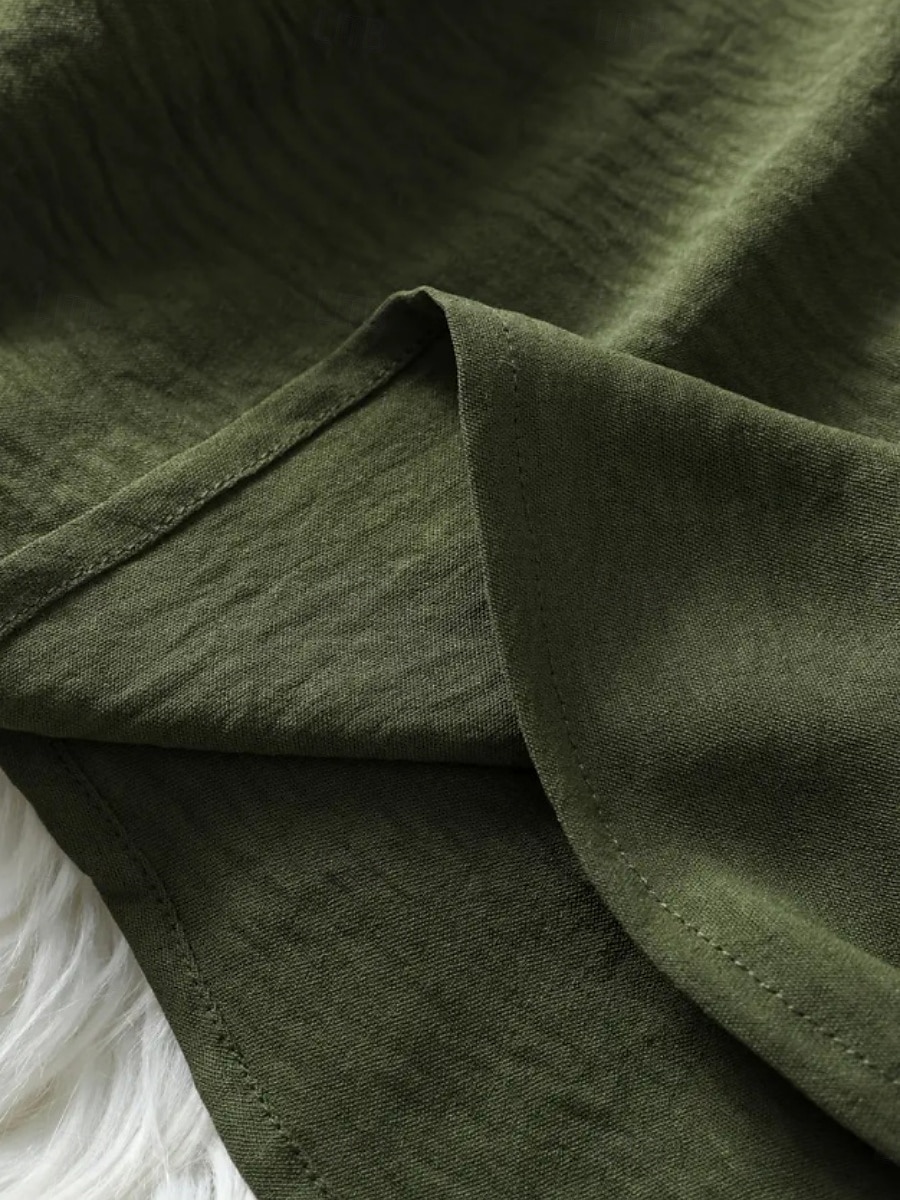 Dame Bluse Helfarge Stilfull Fritid Kortermet V-hals Vanlige topper Daglig Svart Militærgrønn Blå Sommer 2025 - $19.99 –P14
