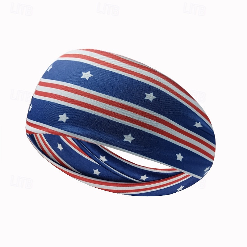 Stirnbänder mit amerikanischer Flagge für Männer, patriotisches gedrehtes Haarband in Rot, Weiß und Blau, dehnbares, sportliches Haar-Accessoire für den Unabhängigkeitstag der USA, den Gedenktag 2025 - $4.49 –P19